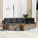 vidaXL Tuinbank Set met kussen met opslag 7 pcs Zwart Poly rattan