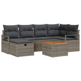 vidaXL Tuinbank Set met kussen met opslag 7 pcs Zwart Poly rattan