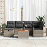 vidaXL Tuinbank Set met kussen met opslag 7 pcs Zwart Poly rattan