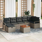vidaXL Tuinbank Set met kussen met opslag 8 pcs Zwart Poly rattan