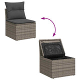 vidaXL Tuinbank Set met kussen met opslag 8 pcs Zwart Poly rattan