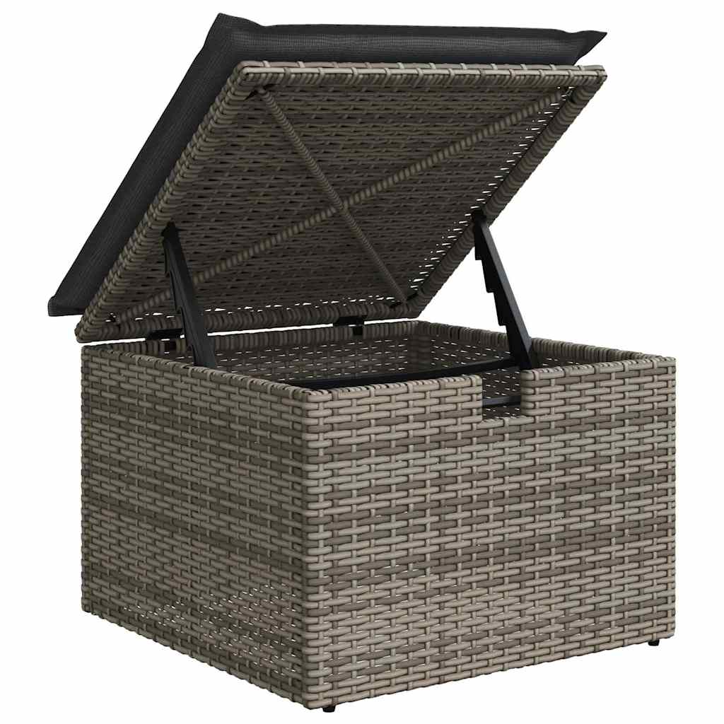 vidaXL Tuinbank Set met kussen met opslag 8 pcs Zwart Poly rattan
