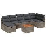 vidaXL Tuinbank Set met kussen met opslag 8 pcs Zwart Poly rattan