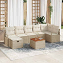 vidaXL Tuinbank Set met kussen met opslag 8 pcs Zwart Poly rattan