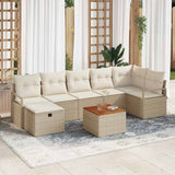 vidaXL Tuinbank Set met kussen met opslag 8 pcs Zwart Poly rattan
