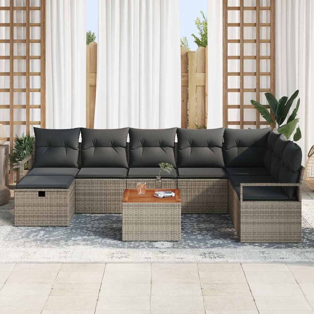 vidaXL Tuinbank Set met kussen met opslag 9 pcs Zwart Poly rattan