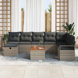 vidaXL Tuinbank Set met kussen met opslag 9 pcs Zwart Poly rattan