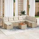 vidaXL Tuinbank Set met kussen met opslag 9 pcs Zwart Poly rattan
