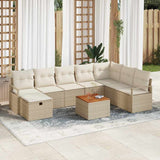 vidaXL Tuinbank Set met kussen met opslag 9 pcs Zwart Poly rattan