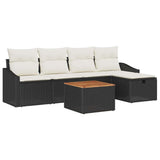 vidaXL Tuinbank Set met kussen met opslag 6 pcs Zwart Poly rattan
