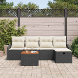 vidaXL Tuinbank Set met kussen met opslag 6 pcs Zwart Poly rattan