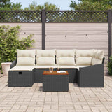 vidaXL Tuinbank Set met kussen met opslag 7 pcs Zwart Poly rattan