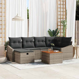 vidaXL Tuinbank Set met kussen met opslag 7 pcs Zwart Poly rattan