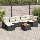 vidaXL Tuinbank Set met kussen met opslag 8 pcs Zwart Poly rattan