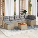 vidaXL Tuinbank Set met kussen met opslag 8 pcs Zwart Poly rattan
