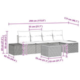 vidaXL Tuinbank Set met kussen met opslag 6 pcs Zwart Poly rattan