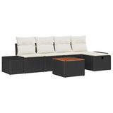 vidaXL Tuinbank Set met kussen met opslag 6 pcs Zwart Poly rattan