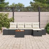 vidaXL Tuinbank Set met kussen met opslag 6 pcs Zwart Poly rattan