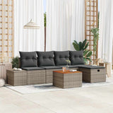 vidaXL Tuinbank Set met kussen met opslag 6 pcs Zwart Poly rattan