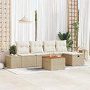 vidaXL Tuinbank Set met kussen met opslag 6 pcs Zwart Poly rattan