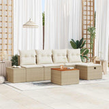 vidaXL Tuinbank Set met kussen met opslag 6 pcs Zwart Poly rattan