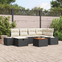 vidaXL Tuinbank Set met kussen met opslag 7 pcs Zwart Poly rattan