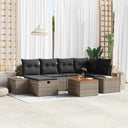 vidaXL Tuinbank Set met kussen met opslag 7 pcs Zwart Poly rattan