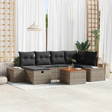 vidaXL Tuinbank Set met kussen met opslag 7 pcs Zwart Poly rattan