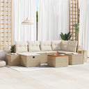 vidaXL Tuinbank Set met kussen met opslag 7 pcs Zwart Poly rattan
