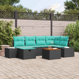 vidaXL Tuinbank Set 7 st Zwart Poly rattan