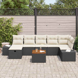 vidaXL Tuinbank Set met kussen met opslag 8 pcs Zwart Poly rattan
