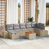 vidaXL Tuinbank Set met kussen met opslag 8 pcs Zwart Poly rattan
