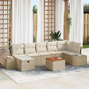 vidaXL Tuinbank Set met kussen met opslag 8 pcs Zwart Poly rattan