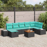 vidaXL Tuinbank Set 8 st Zwart Poly rattan