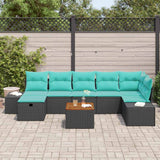 vidaXL Tuinbank Set 8 st Zwart Poly rattan