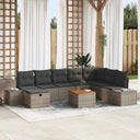 vidaXL Tuinbank Set met kussen met opslag 9 pcs Zwart Poly rattan