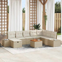 vidaXL Tuinbank Set met kussen met opslag 9 pcs Zwart Poly rattan
