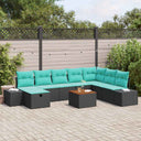 vidaXL Garden Lounge Set 9 pcs Black Poly Rattan