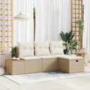 vidaXL Tuinbank Set met kussen met opslag 4 pcs Zwart poly rattan