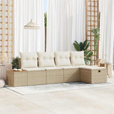 vidaXL Tuinbank Set met kussen 5 pcs Zwart Poly rattan