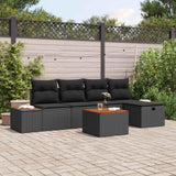vidaXL Tuinbank Set met kussen 5 pcs Zwart Poly rattan
