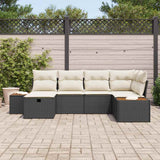 vidaXL Tuinbank Set met kussen met opslag Zwart poly rattan