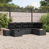 vidaXL Tuinbank Set met kussen met opslag Zwart poly rattan