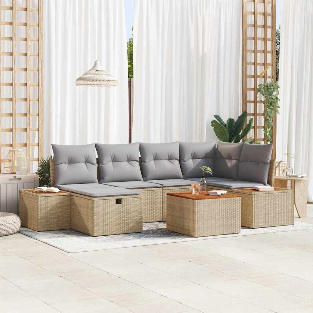 vidaXL Tuinbank Set met kussen met opslag Zwart poly rattan