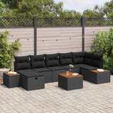 vidaXL Garden Sofa Set with cushions 7 pcs Black Poly Rattan