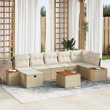 vidaXL Garden Sofa Set with cushions 7 pcs Black Poly Rattan