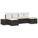 vidaXL Tuinbank Set met kussen 6 pcs Zwart 55 x 62 x 69 cm Poly rattan