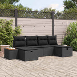 vidaXL Tuinbank Set met kussen 6 pcs Zwart 55 x 62 x 69 cm Poly rattan
