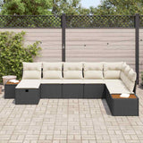 vidaXL Tuinbank Set met kussen met opslag Zwart poly rattan