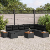 vidaXL Tuinbank Set met kussen met opslag Zwart poly rattan